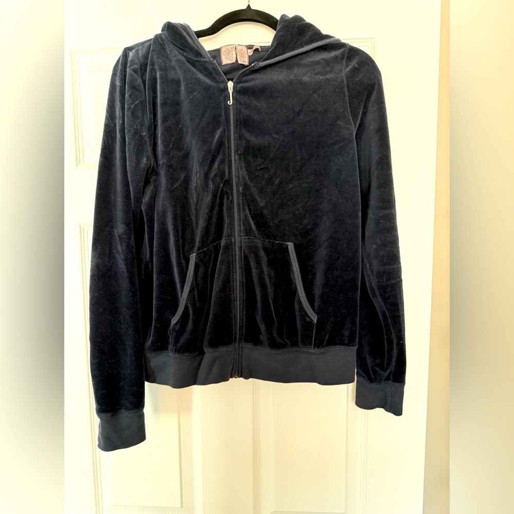 Juicy Couture Vintage Velour Zip-up Hoodie Navy